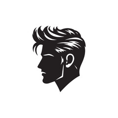 Black Color Man Hairstyle silhouette design Vector Illustration, Solid White Background 57.eps