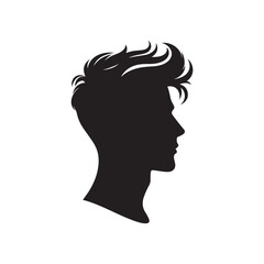Black Color Man Hairstyle silhouette design Vector Illustration, Solid White Background 60.eps