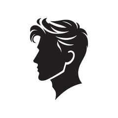 Black Color Man Hairstyle silhouette design Vector Illustration, Solid White Background 61.eps