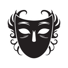 Face Mask silhouette vector  black color white background 