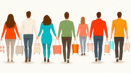 Fototapeta premium People Shopping Together in a Mall Setting
