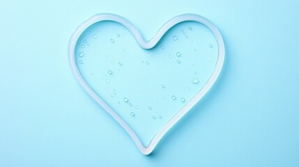 Heart Shape Water Droplets on Blue Background