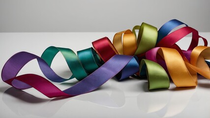 Multicolored Satin Ribbons in Loops and Folds

