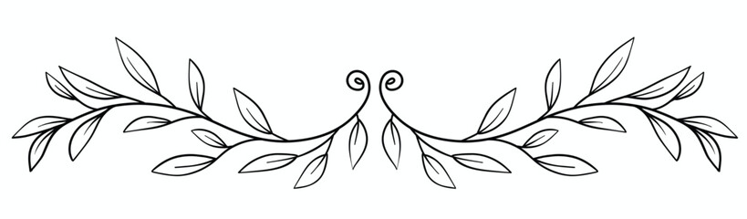 Floral divider freehand drawing vector illustration.