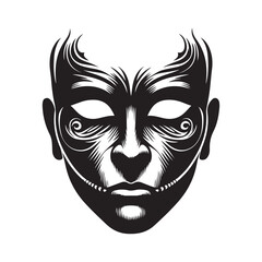 Face Mask silhouette vector  black color white background 