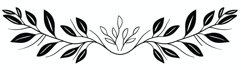 Floral divider freehand drawing vector illustration.