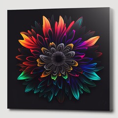 Vibrant neon floral abstract design