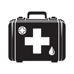 First Aid Kit silhouette vector  black color white background 