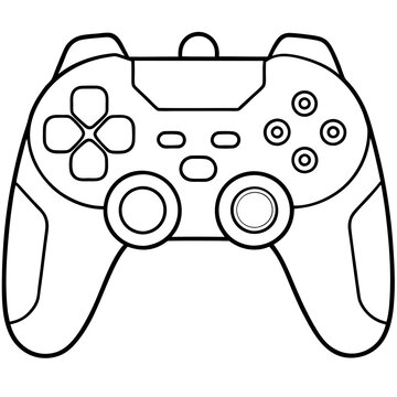 recommend clip art: Video game controller line art for coloring page 