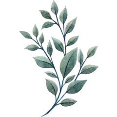 Watercolor Green Leaves and Flowers Clipart – Hand-Painted Botanical Florals and Foliage Elements for Wedding Invitations