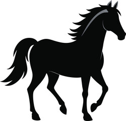 A horse standing on its hind legs silhouette vector illustration on white background