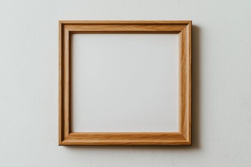 Minimalist Wooden Frame on Textured White Wall - Clean Design for Art Display and Mockup Concept