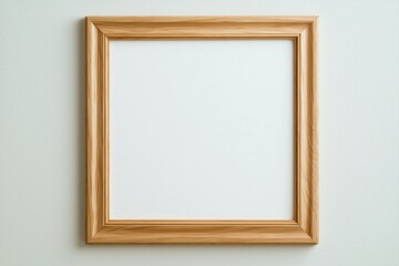 Minimalist Wooden Picture Frame on Textured Off-White Wall Simple Symmetry, Neutral Elegance