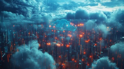Naklejka premium Abstract artificial intelligence (ai), machine learning, cloud computing and big data concept. 3d rendering. Big Data. Ultra realistic. Photorealistic