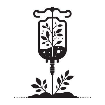 recommend clip art: IV Drip silhouette vector  black color white background 
