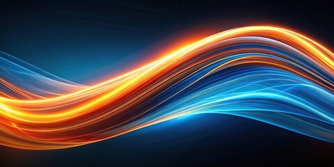 Colorful wave of light with orange and blue streaks