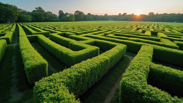 Hedge Maze at Sunset