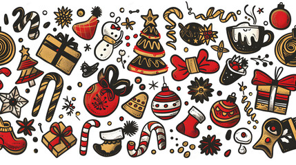 pattern with Christmas items
