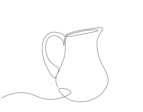 recommend clip art: Continuous one line drawing of water pitcher. One line drawing illustration of pitcher drink. Mineral, drink jug concept single line. Editable outline
