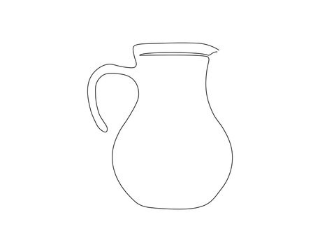 recommend clip art: Continuous one line drawing of water pitcher. One line drawing illustration of pitcher drink. Mineral, drink jug concept single line. Editable outline