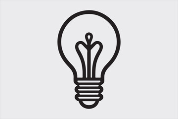 A black line art of a light bulb with a simple design.