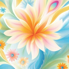 Fototapeta premium Vibrant floral harmony bringing joy and color to a serene blue background in springtime
