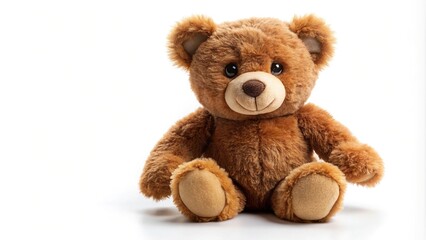 Plush toy of brown bear cub isolated on white background