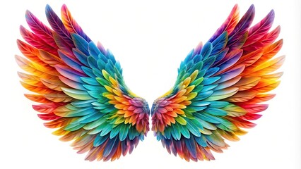 Obraz premium Colorful wings isolated on white background minimalist