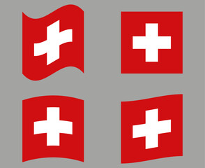 Obraz premium Set of Swiss flag icons. Collection of isolated Switzerland flag, vector illustration.