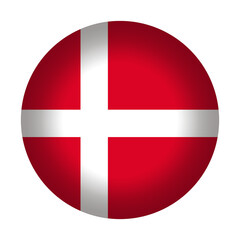 Round Danish flag icon, vector illustration. Denmark flag button isolated on a transparent or white background.