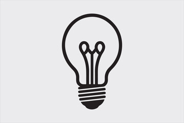 A black line art of a light bulb with a simple design.