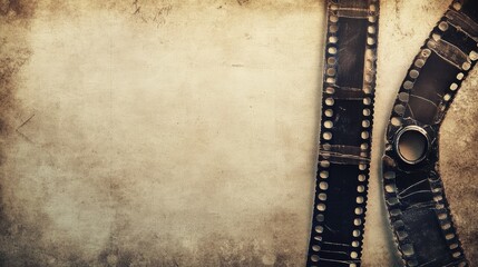 Old film strip frame with a blank center and textured paper background, capturing a vintage feel.
