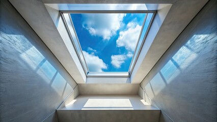 Obraz premium Point of view image of skylit nook on top building