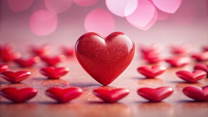Obraz premium Top View of Red Heart on Pink Background for Valentine's Day Love Concept
