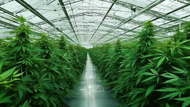 world's largest legal cannabis farm lush crops legalized marijuana cultivated indoors stateoftheart greenhouse facility highquality 4K footage offers look commercial production