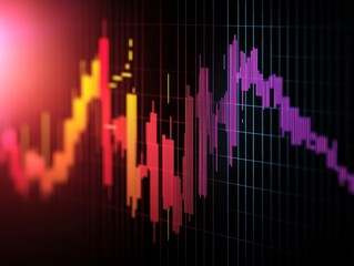 Abstract digital graph representation with vibrant colors showing data trends and fluctuations against a dark background.