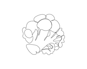 Continuous one line drawing of broccoli vegetable. One line drawing illustration of vegetarian food. World broccoli day concept single line. Editable outline