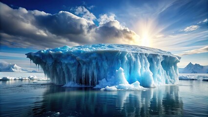 Fototapeta premium Polar ice cap melting rapidly symbolizing impact of global warming on polar regions and sea levels
