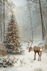 Fototapeta premium deer in winter