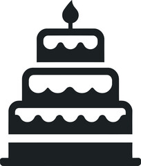 A simplistic representation of a cake silhouette in a flat vector style, featuring a clean design against a white background