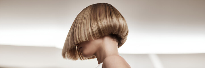 Long hair in front short in back, inverted bob haircut