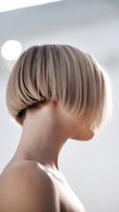 Fototapeta premium Long hair in front short in back, inverted bob haircut