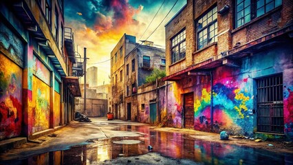Fototapeta premium Urban Exploration Dirty Art Background with Vibrant Watercolor Texture for Creative Projects