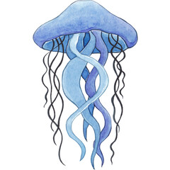 Watercolor Ocean Animals Clipart Collection – Hand-Painted Marine Creatures Including Whales, Sharks, Fish, Crabs, Jellyfish, and Sea Turtles for Underwater and Nautical Designs