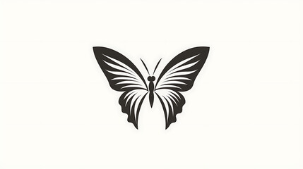 Elegant black butterfly design with intricate wing patterns, perfect for logo or vector art. This simple yet striking illustration captures beauty of nature