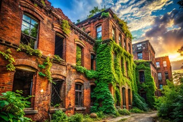 Fototapeta premium Urban Exploration of an Old Brick Building in Decay - Capturing the Beauty of Abandoned Architecture