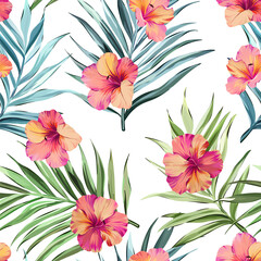 Tropical pattern. Paradise plants and flowers. Hawaiian pattern. Exotic, tropics
