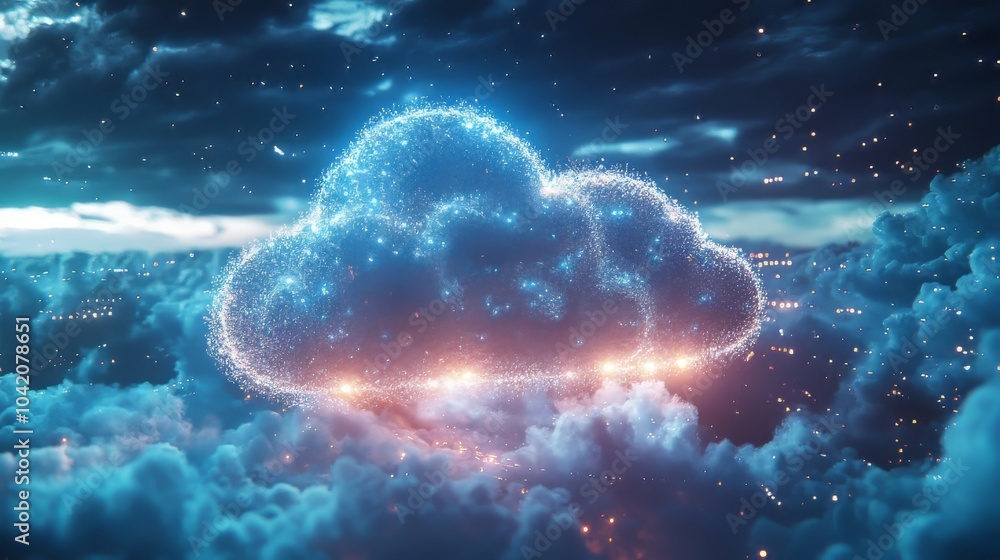 Poster cloud computing transfer big data on internet. futuristic digital technology .generative ai. big dat