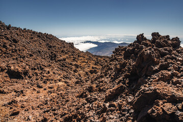 lava at the foot of Teide Volcano in a national park. Tenerife, Canary Islands