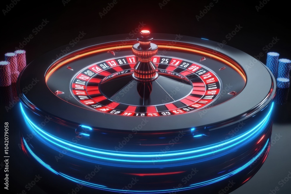 Poster the roulette table gleams with neon numbers while players eagerly await the outcome of their bets in
